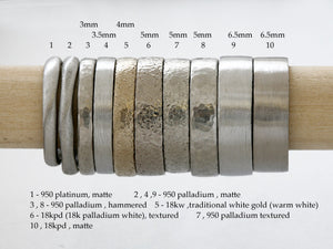 5mm 18k palladium gold band, hammered