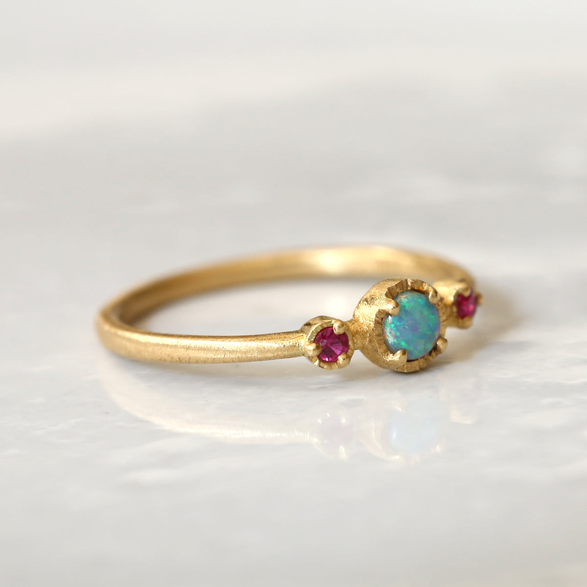 Opal Ruby trio ring