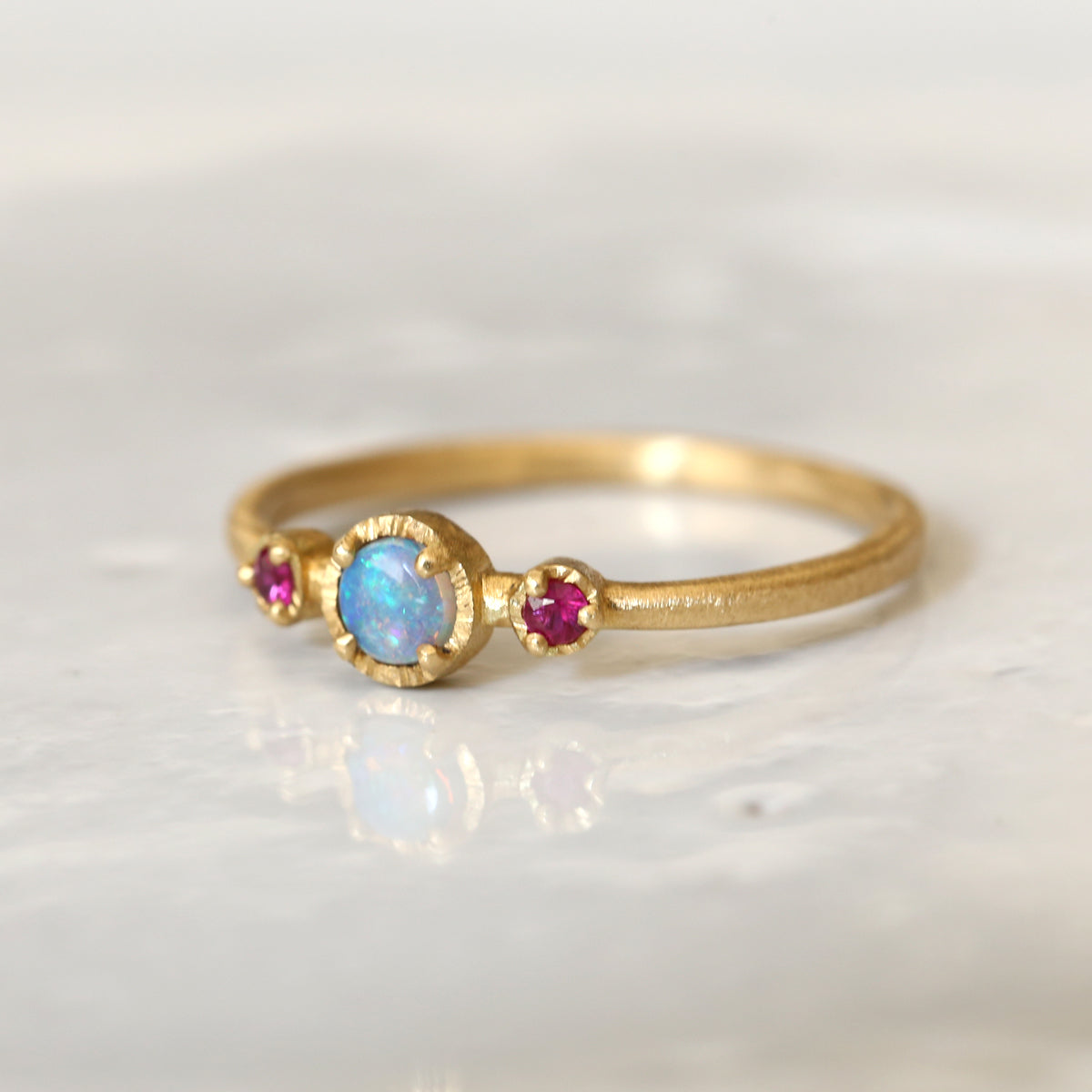 Opal Ruby trio ring