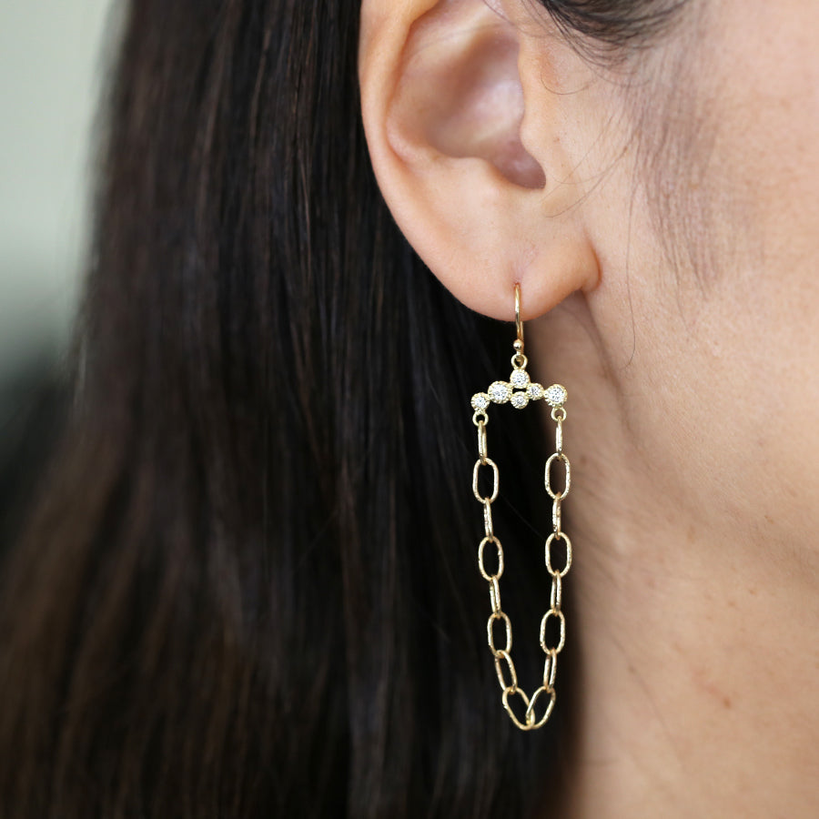 Handmade bubble chain bezel earrings