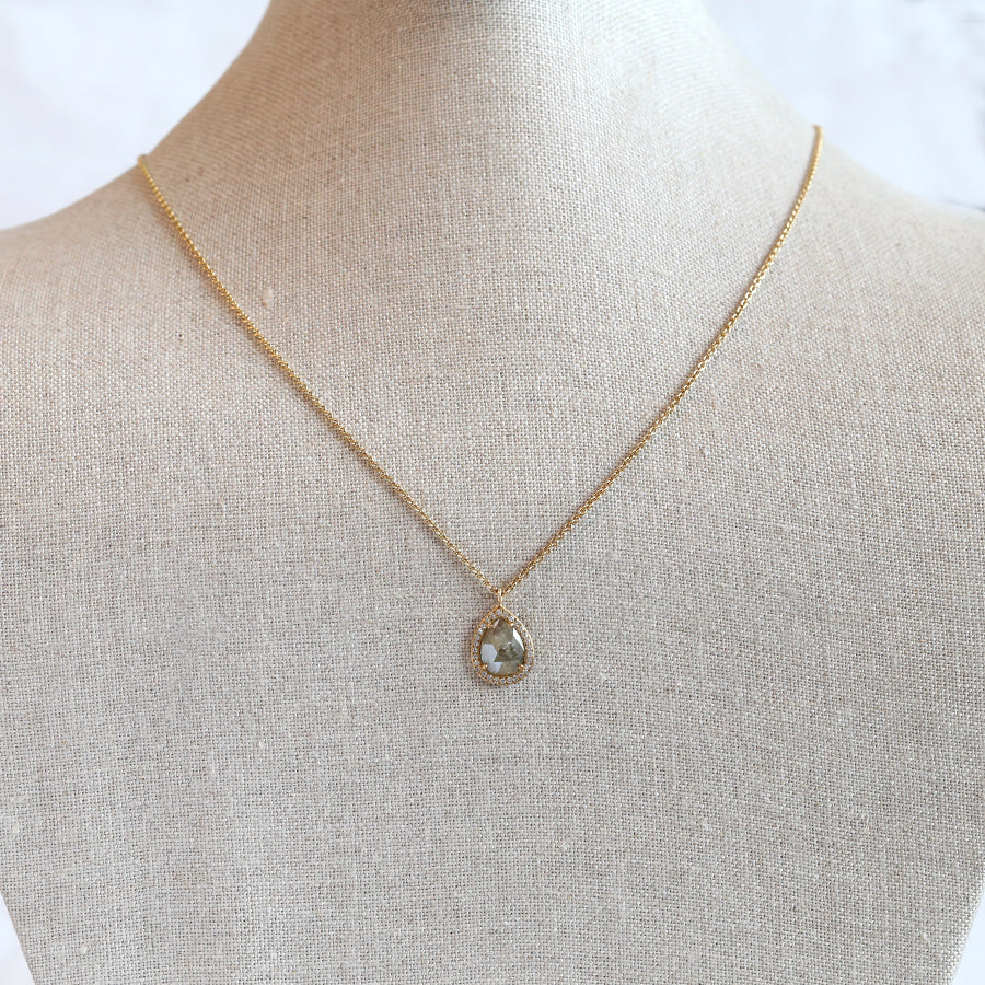 1.55ct Grey diamond halo necklace