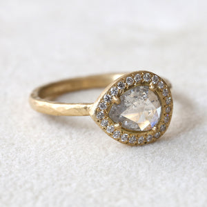 0.59ct grey diamond halo ring