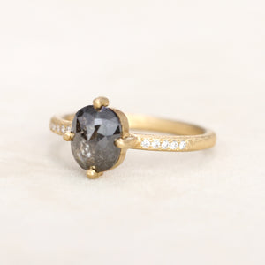 1.46ct dark grey diamond ring