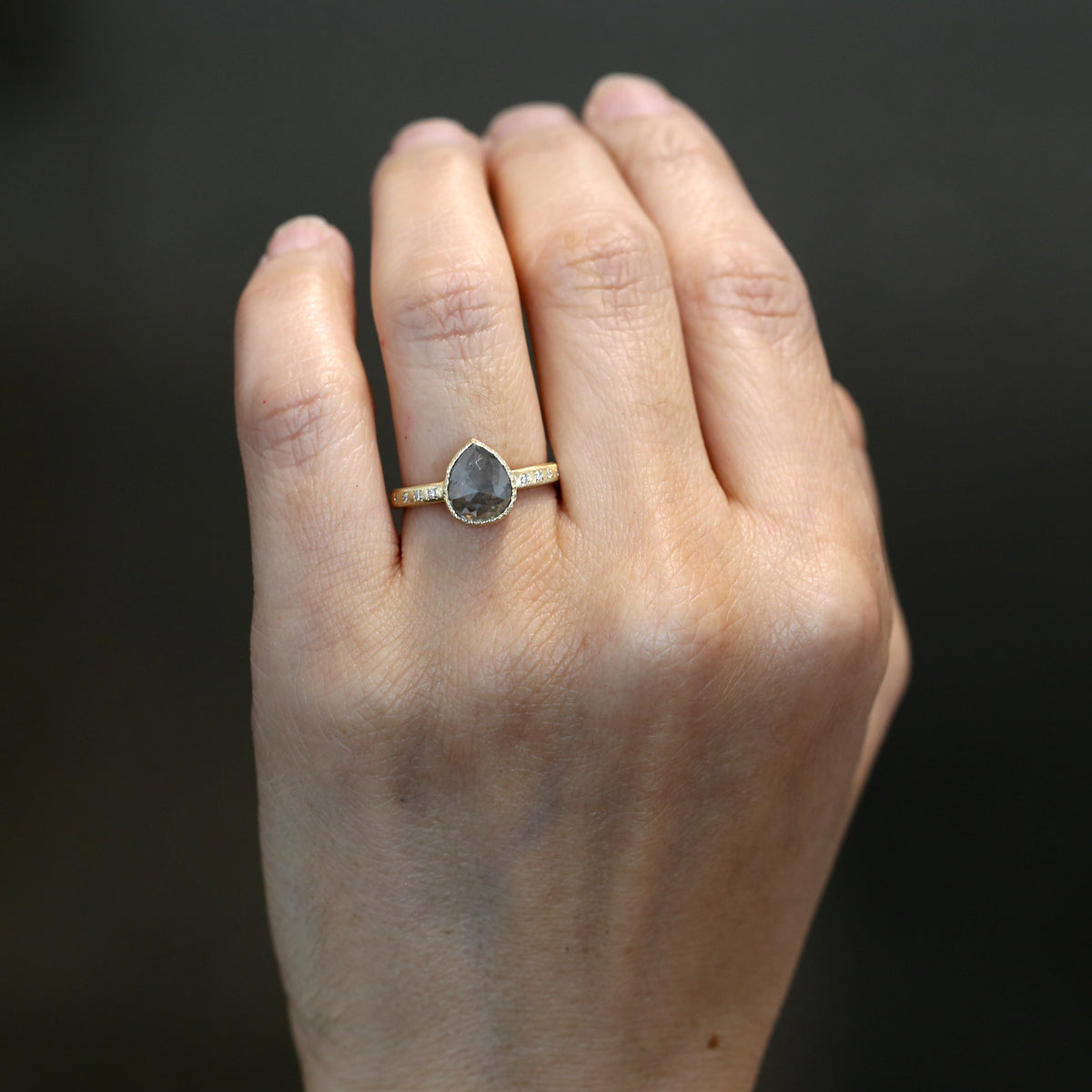2.63ct opaque grey diamond ring