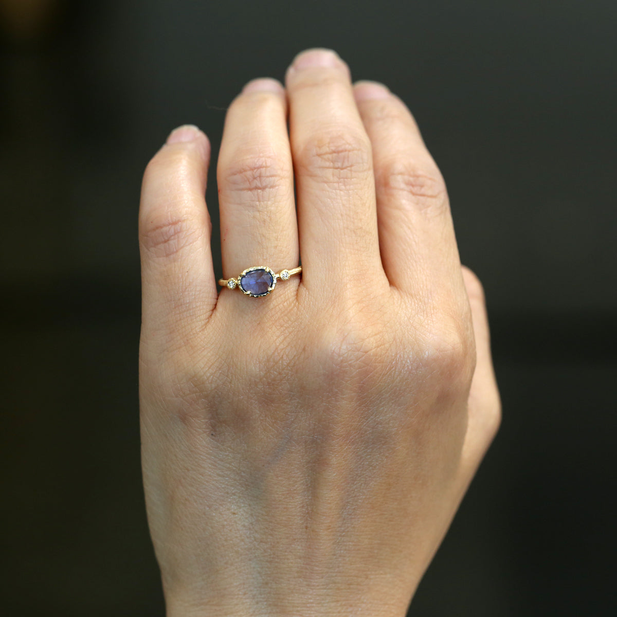 0.79ct Blue Sapphire Muguet Ring