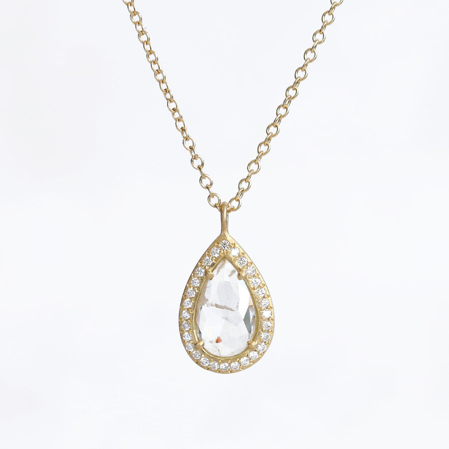 1.16ct Grey diamond halo necklac