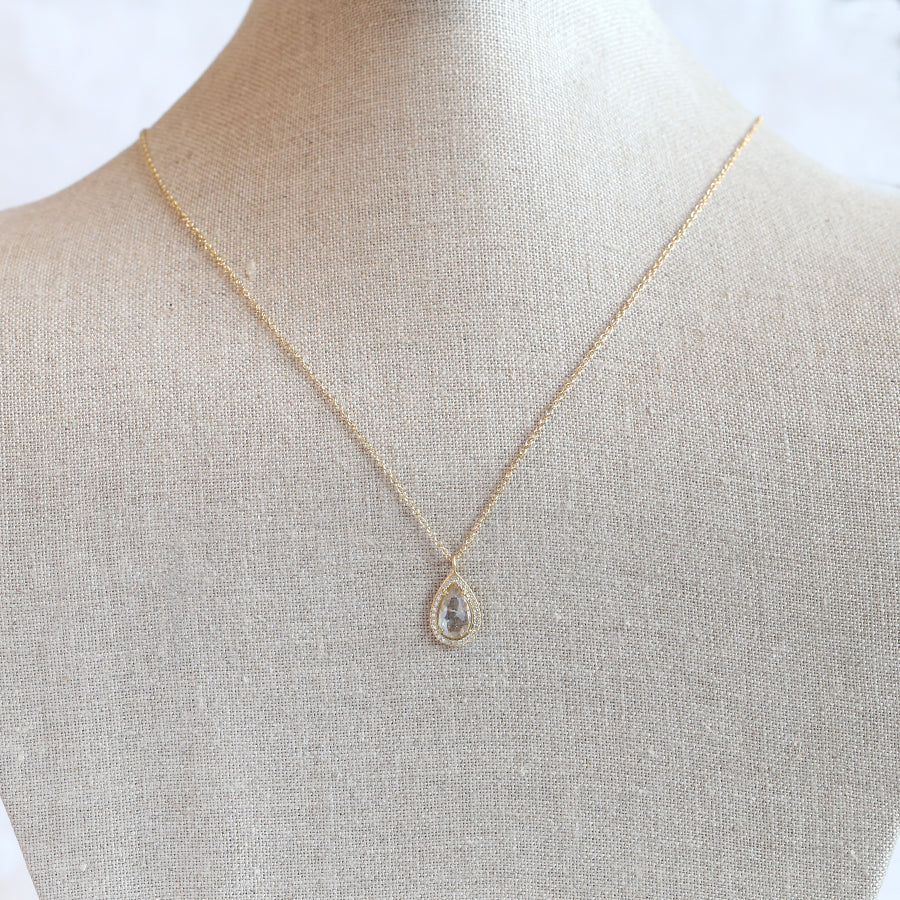 1.16ct Grey diamond halo necklac