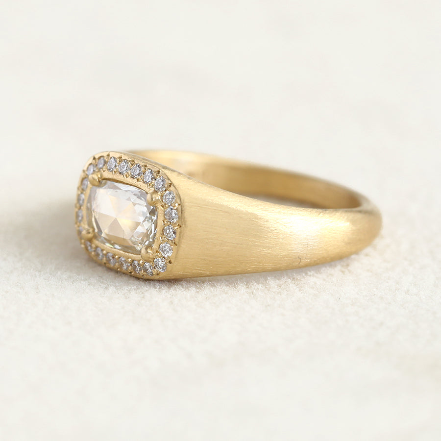 0.50ct Colorless rose cut diamond Zen halo ring