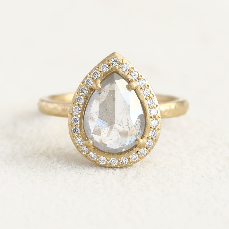 1.90ct Light Grey diamond halo ring