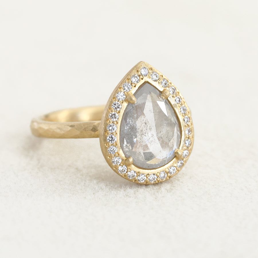 1.90ct Light Grey diamond halo ring