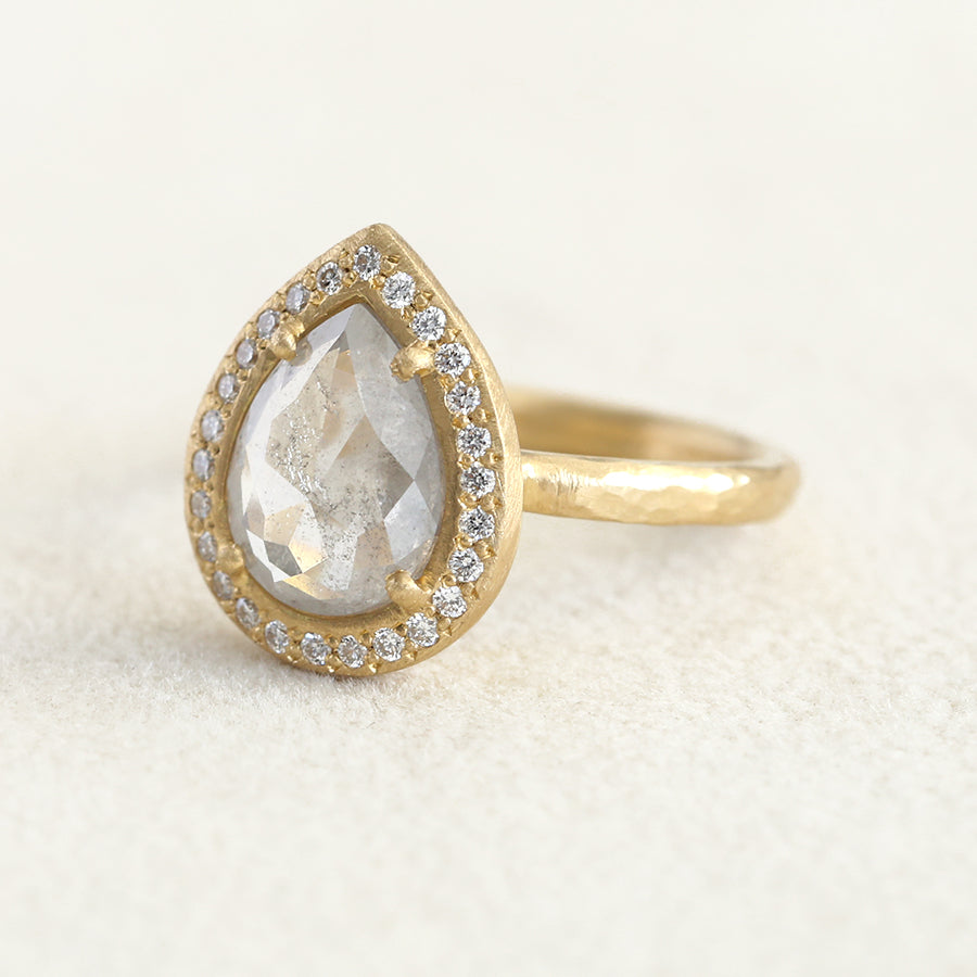 1.90ct Light Grey diamond halo ring