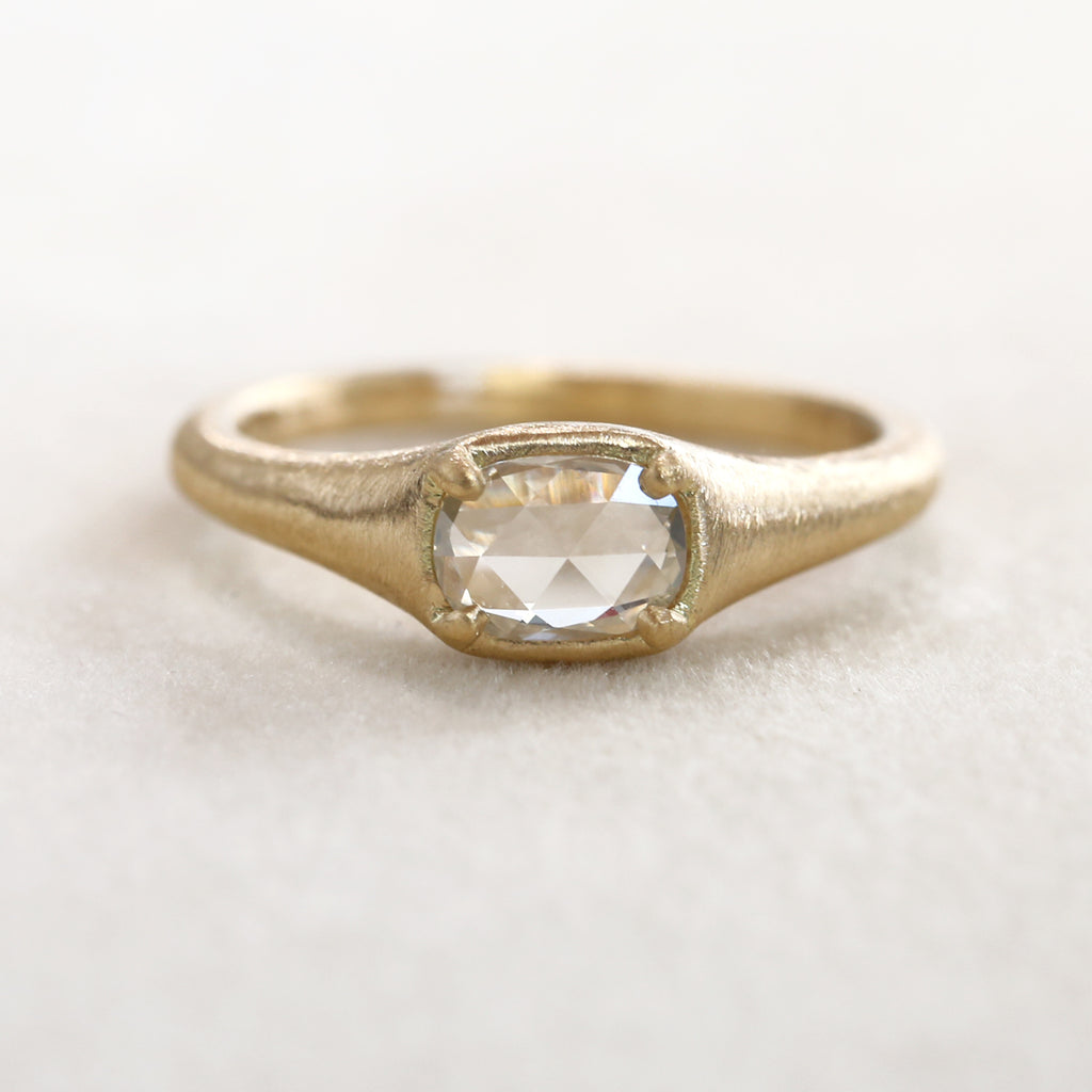 0.38ct colorless rose cut diamond ring