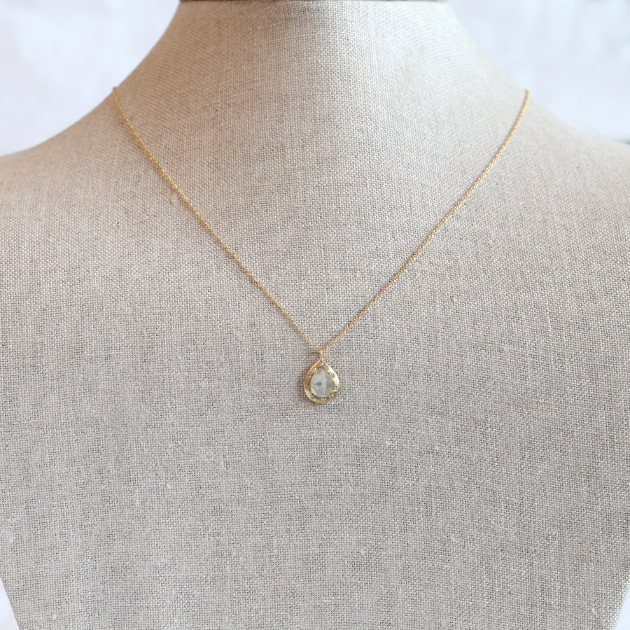 1.11ct milky Grey diamond halo necklace