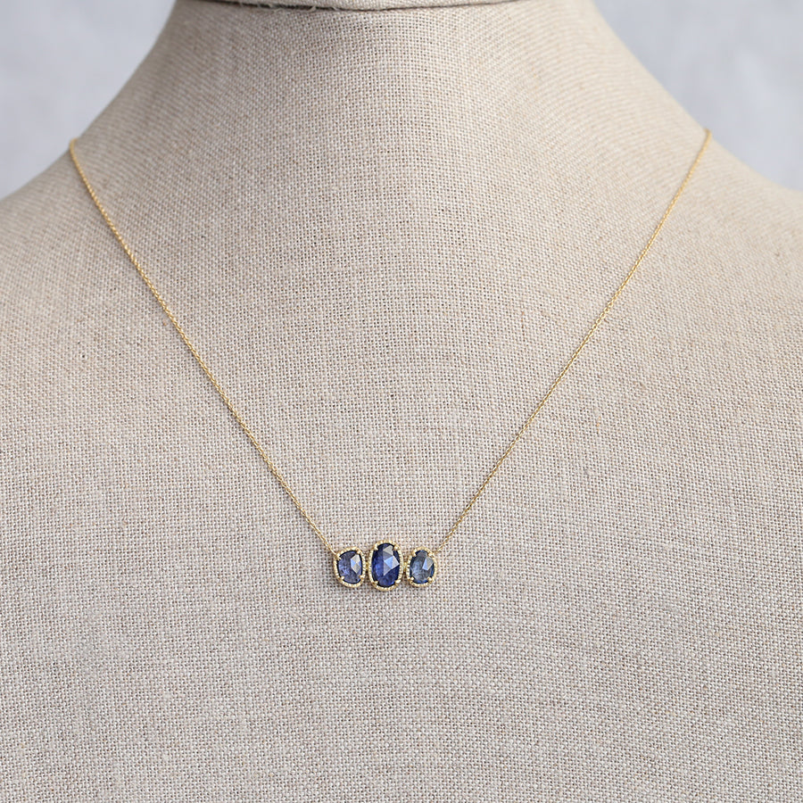 Triplet bezel sapphire necklace
