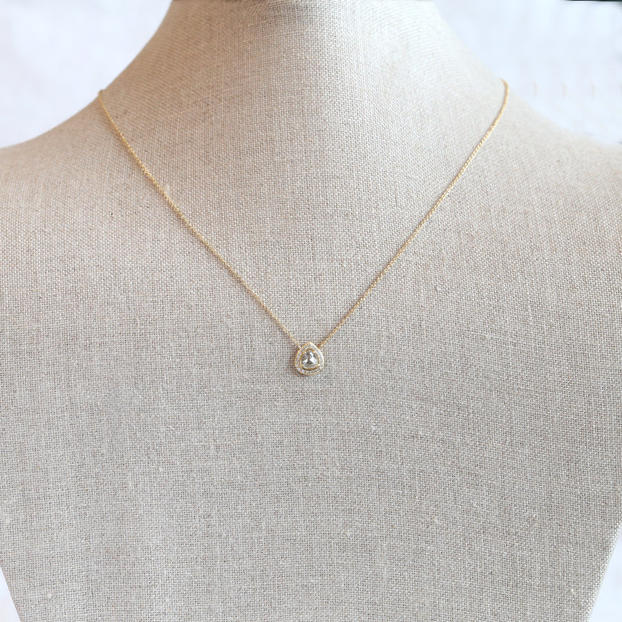 0.30ct Grey diamond halo necklace