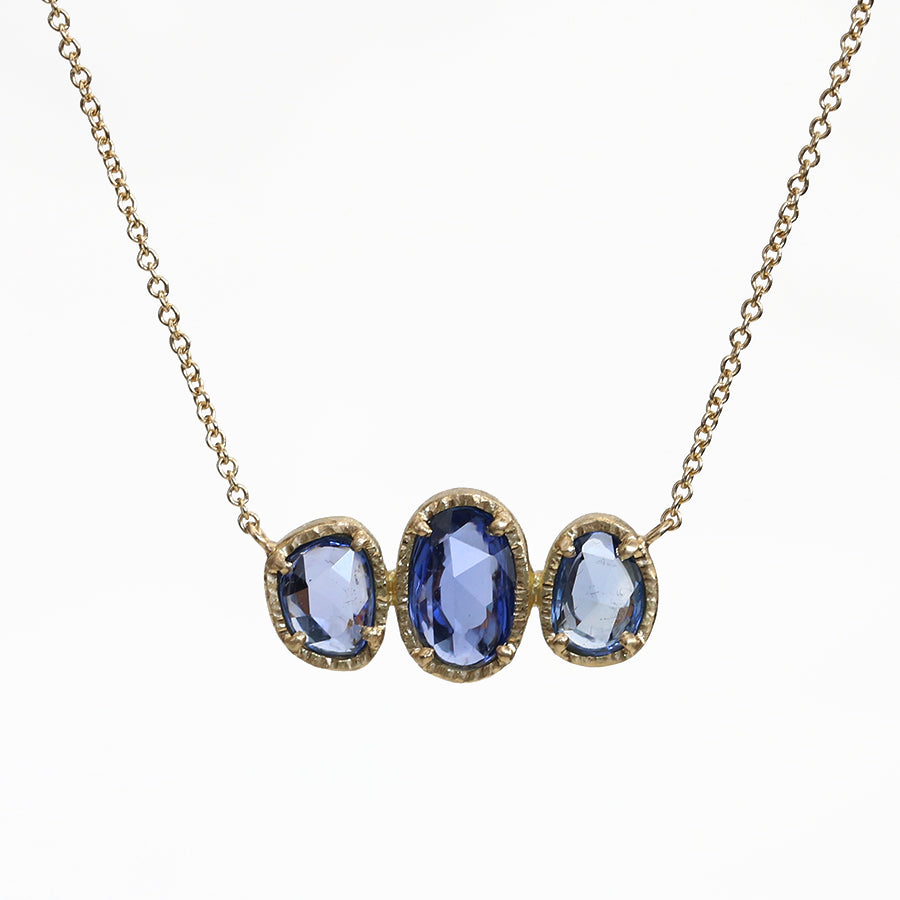 Triplet bezel sapphire necklace