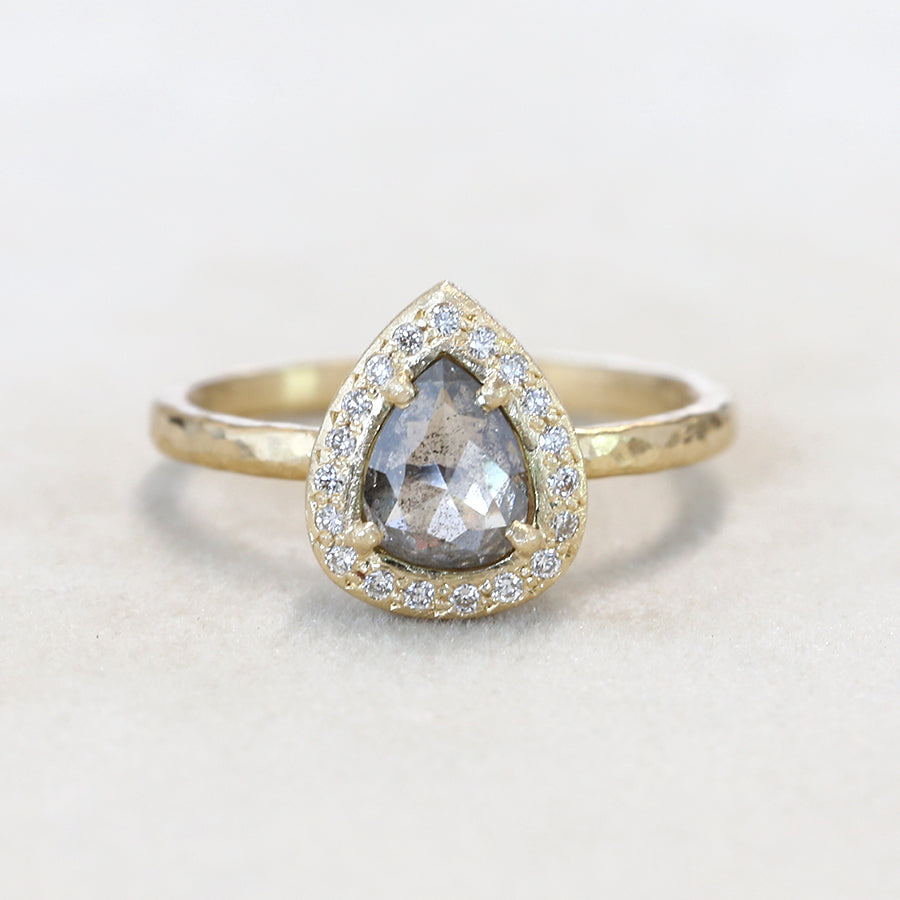 0.77ct dark grey diamond ring
