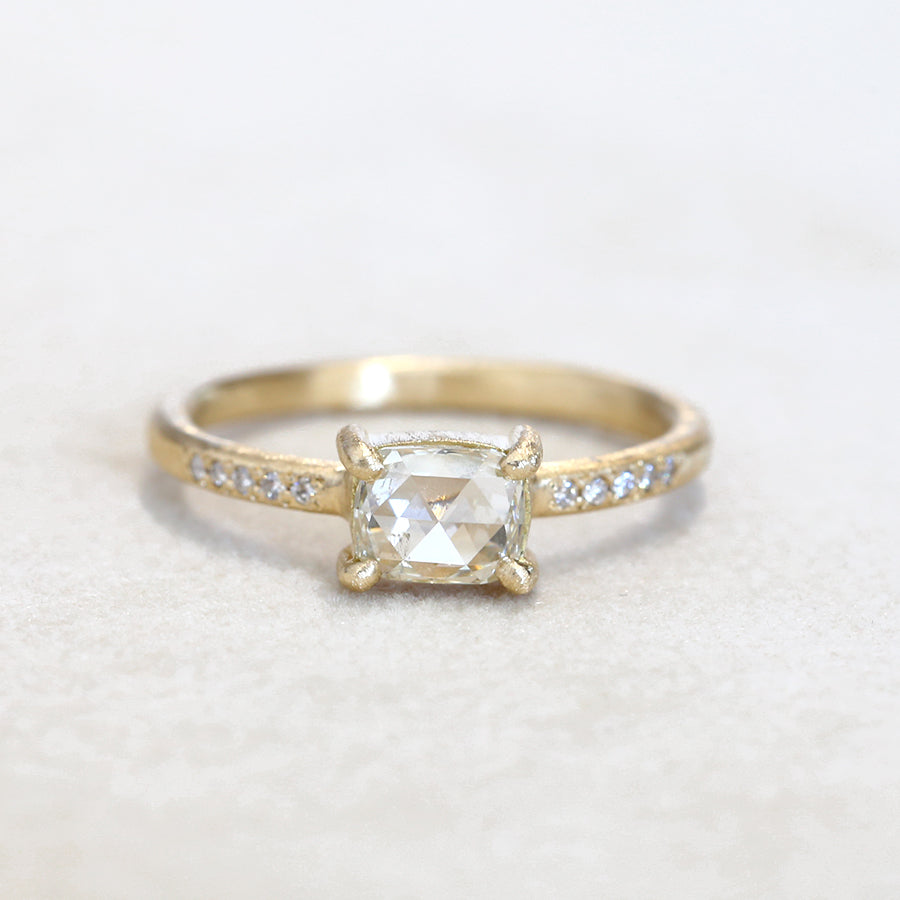 0.61ct near colorless rose cut diamond ring