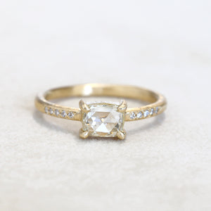 0.61ct near colorless rose cut diamond ring