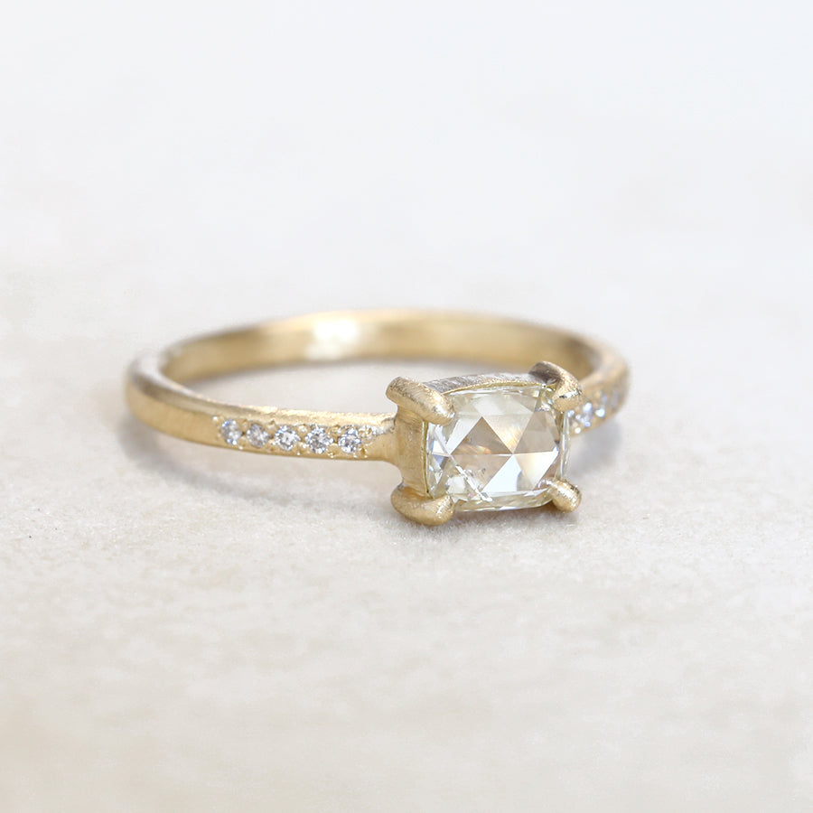 0.61ct near colorless rose cut diamond ring