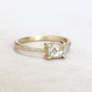 0.61ct near colorless rose cut diamond ring