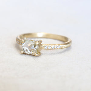 0.61ct near colorless rose cut diamond ring