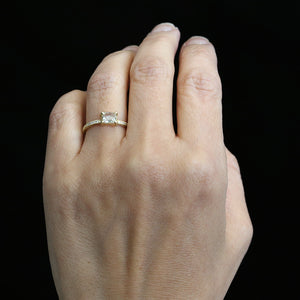 0.61ct near colorless rose cut diamond ring