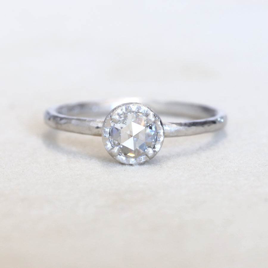 0.30ct colorless rose cut diamond ring
