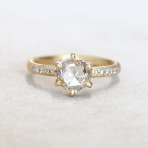 1.10ct near colorless rose cut diamond ring
