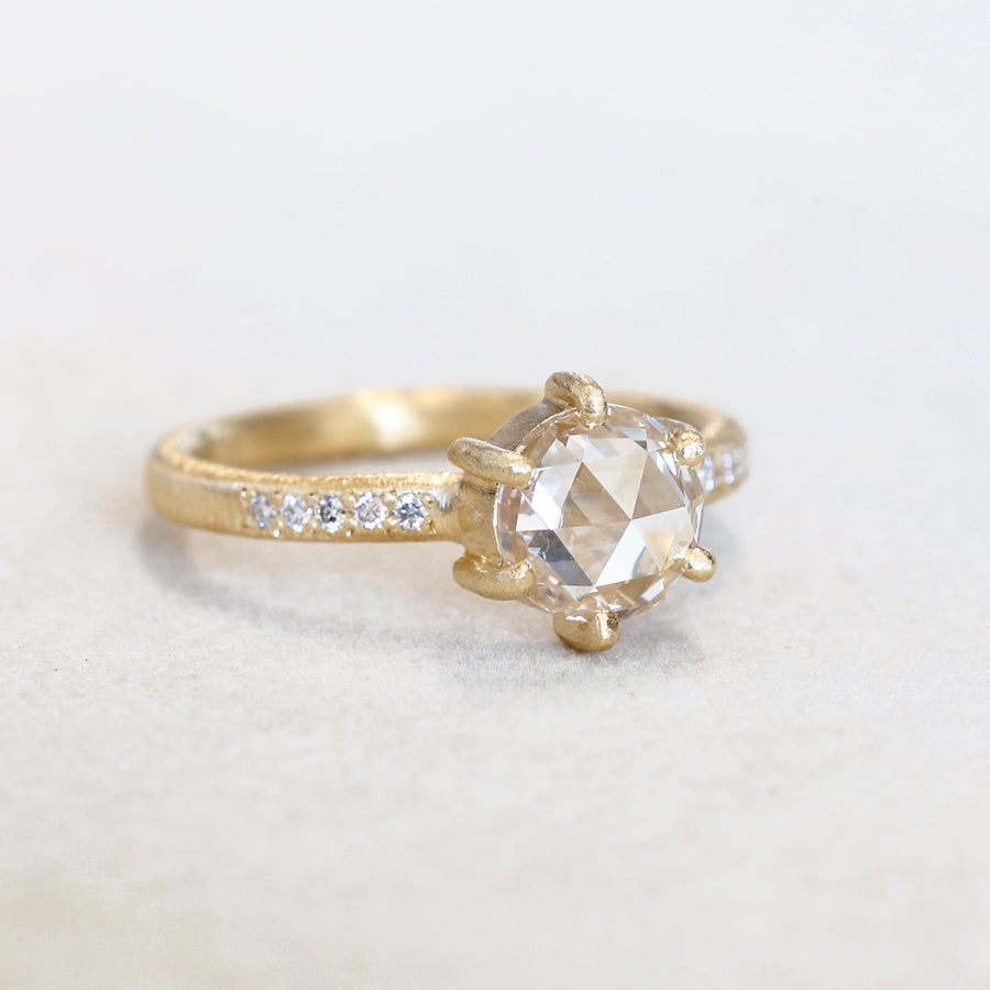 1.10ct near colorless rose cut diamond ring