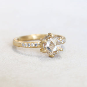 1.10ct near colorless rose cut diamond ring