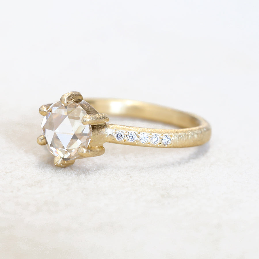 1.10ct near colorless rose cut diamond ring