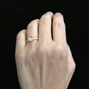 1.10ct near colorless rose cut diamond ring