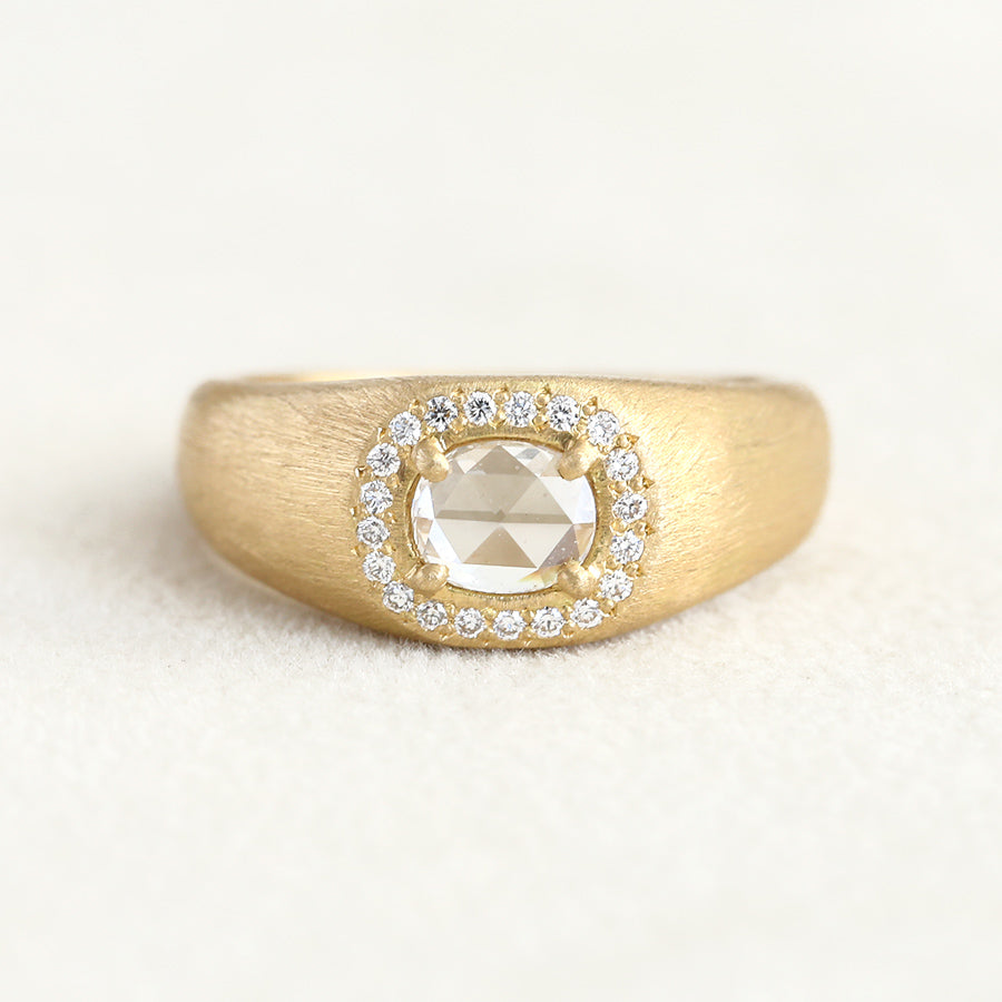 0.37ct Colorless rose cut diamond Zen halo ring