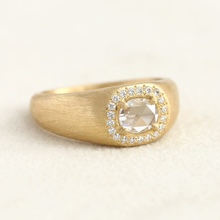 0.37ct Colorless rose cut diamond Zen halo ring