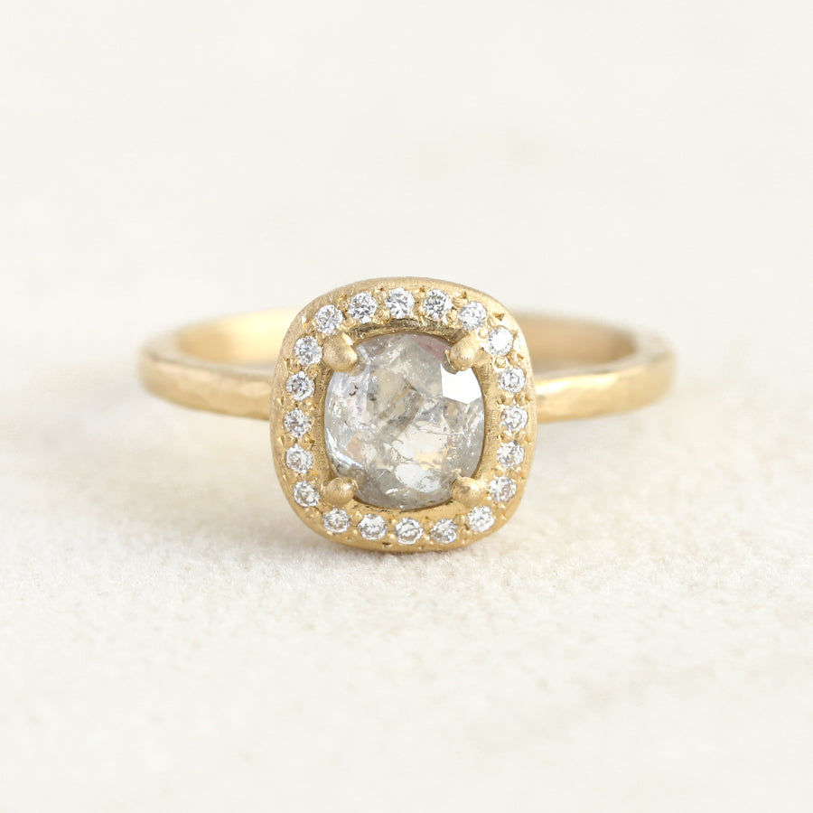 1.00ct Grey diamond halo ring