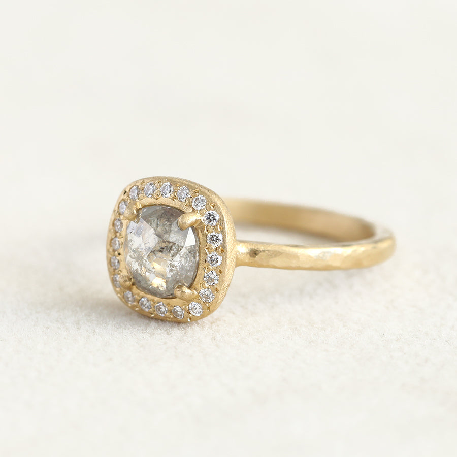 1.00ct Grey diamond halo ring