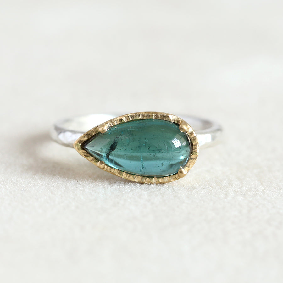 2.34ct Blue Green tourmaline ring