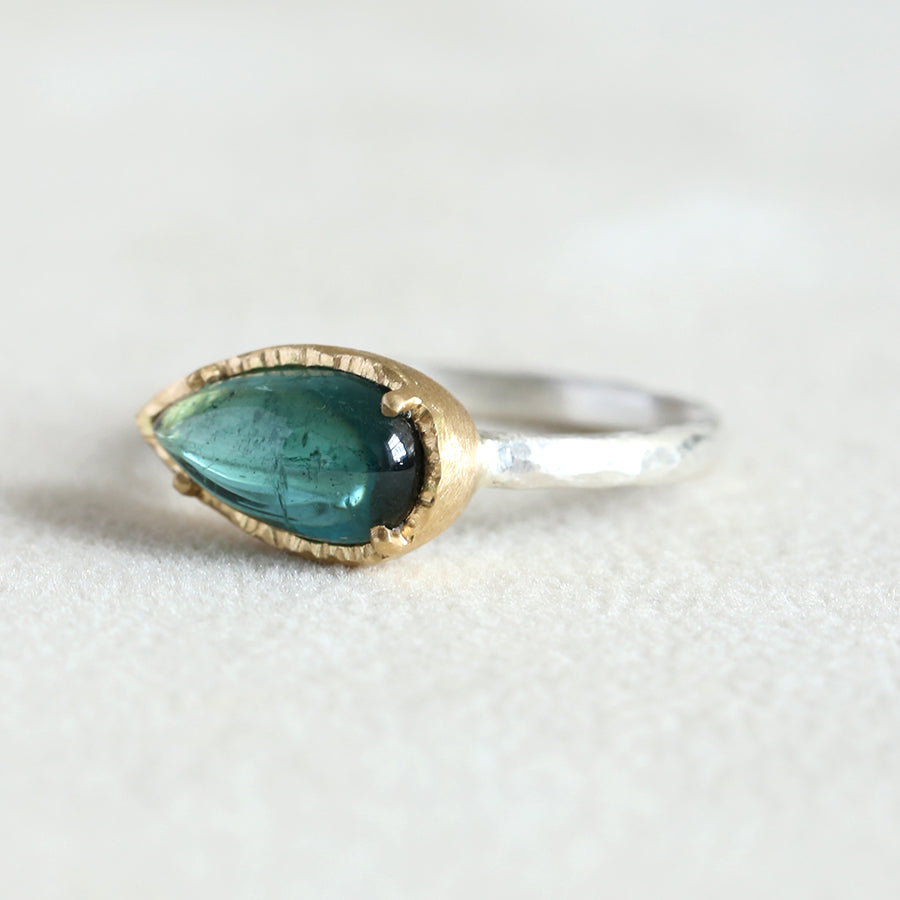 2.34ct Blue Green tourmaline ring