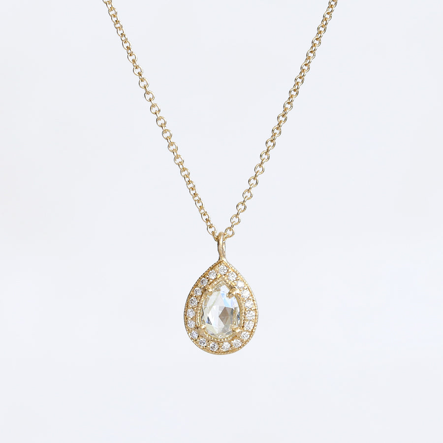 0.41ct Grey diamond halo necklace