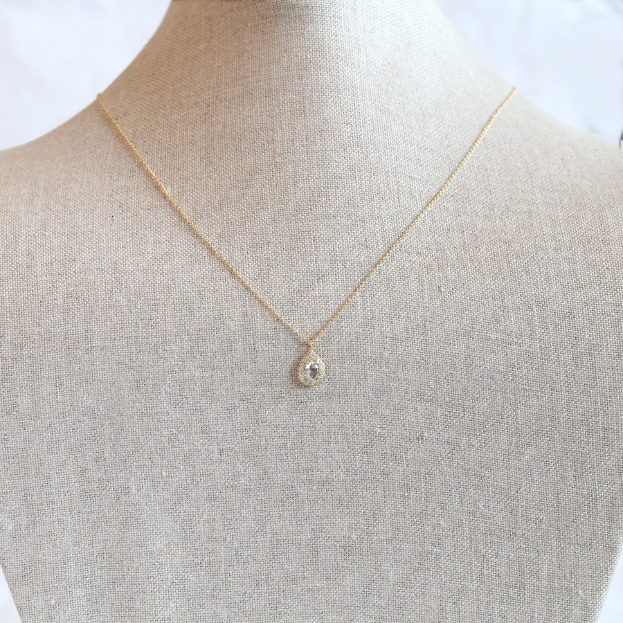 0.41ct Grey diamond halo necklace