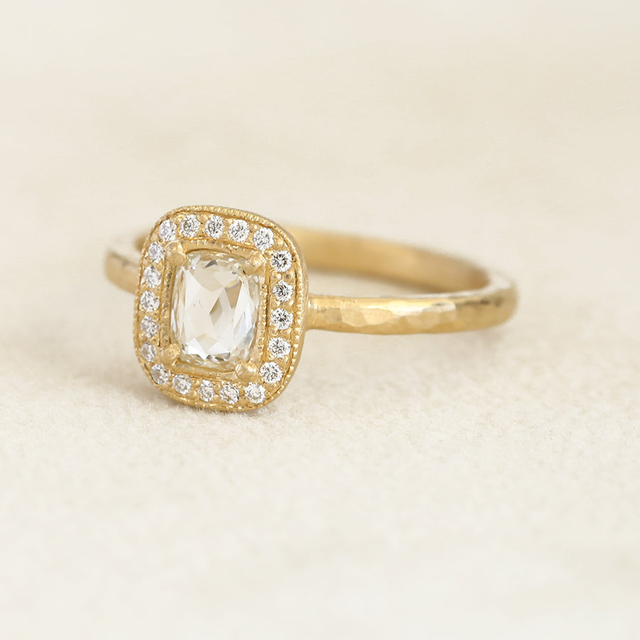 0.36ct Colorless diamond halo ring – Yasuko Azuma Jewelry