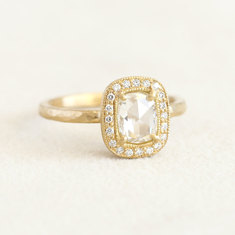 0.77ct Colorless diamond halo ring