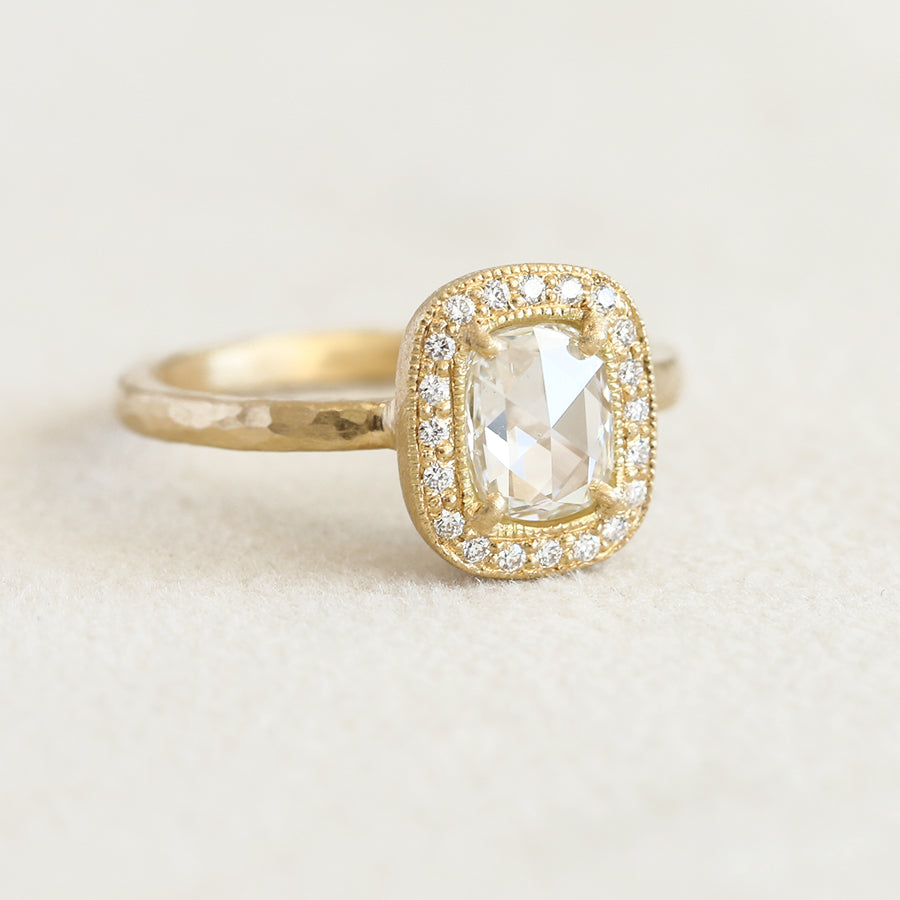 0.77ct Colorless diamond halo ring