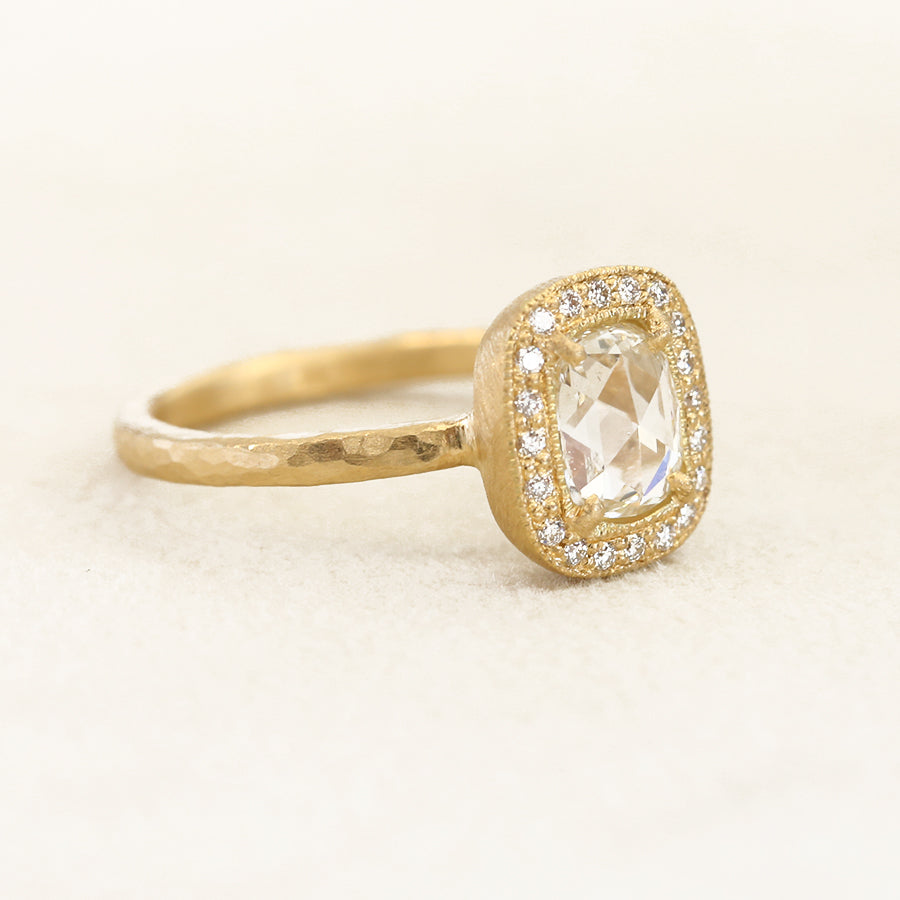 0.77ct Colorless diamond halo ring