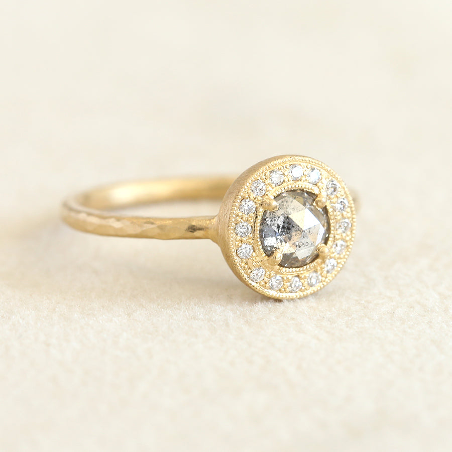 0.47ct Salt & Pepper diamond halo ring