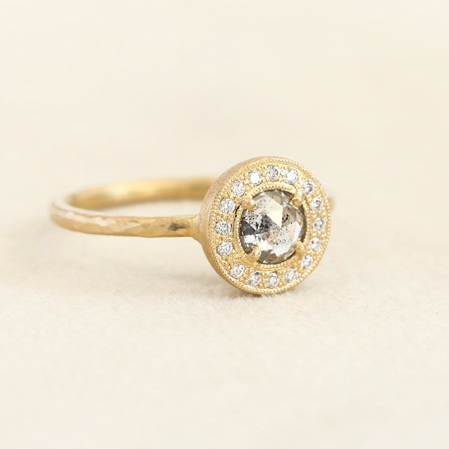 0.47ct Salt & Pepper diamond halo ring