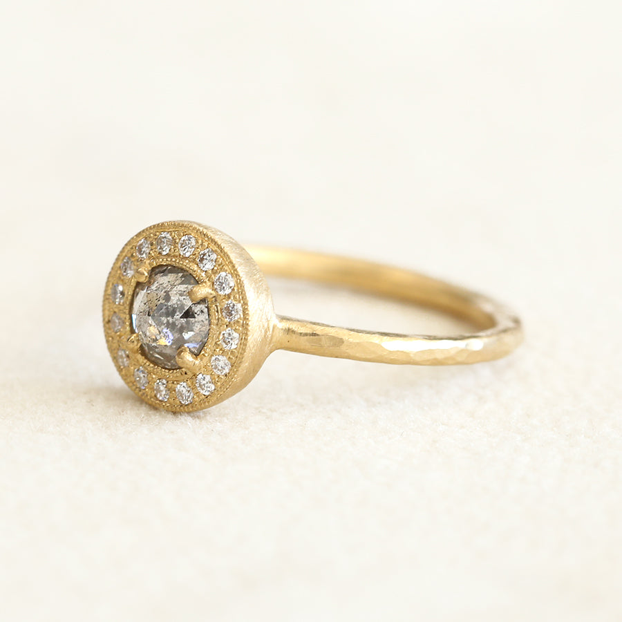 0.47ct Salt & Pepper diamond halo ring