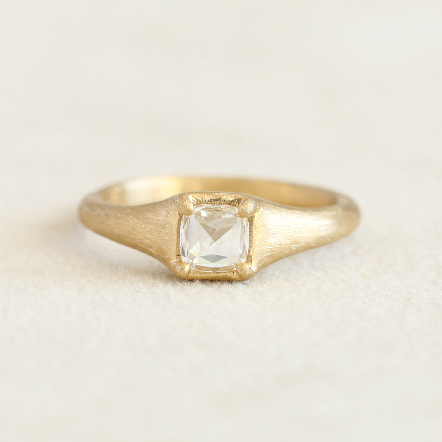 0.35ct Light Champagne rose cut diamond Zen ring