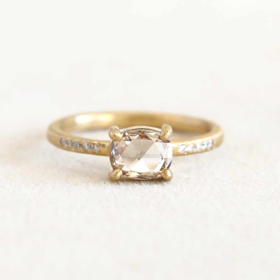 0.80ct Light Brown rose cut diamond ring